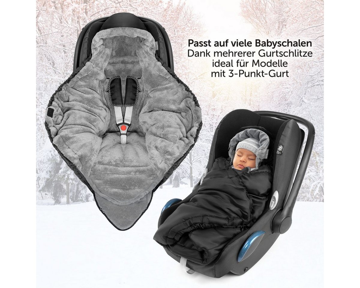 Zamboo Fußsack Schwarz, Baby Winter Einschlagdecke für Babyschale / Maxi Cosi und Babywanne – Bild 3 von 5