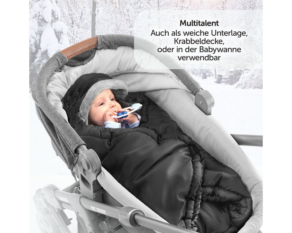 Zamboo Fußsack Schwarz, Baby Winter Einschlagdecke für Babyschale / Maxi Cosi und Babywanne – Bild 4 von 5