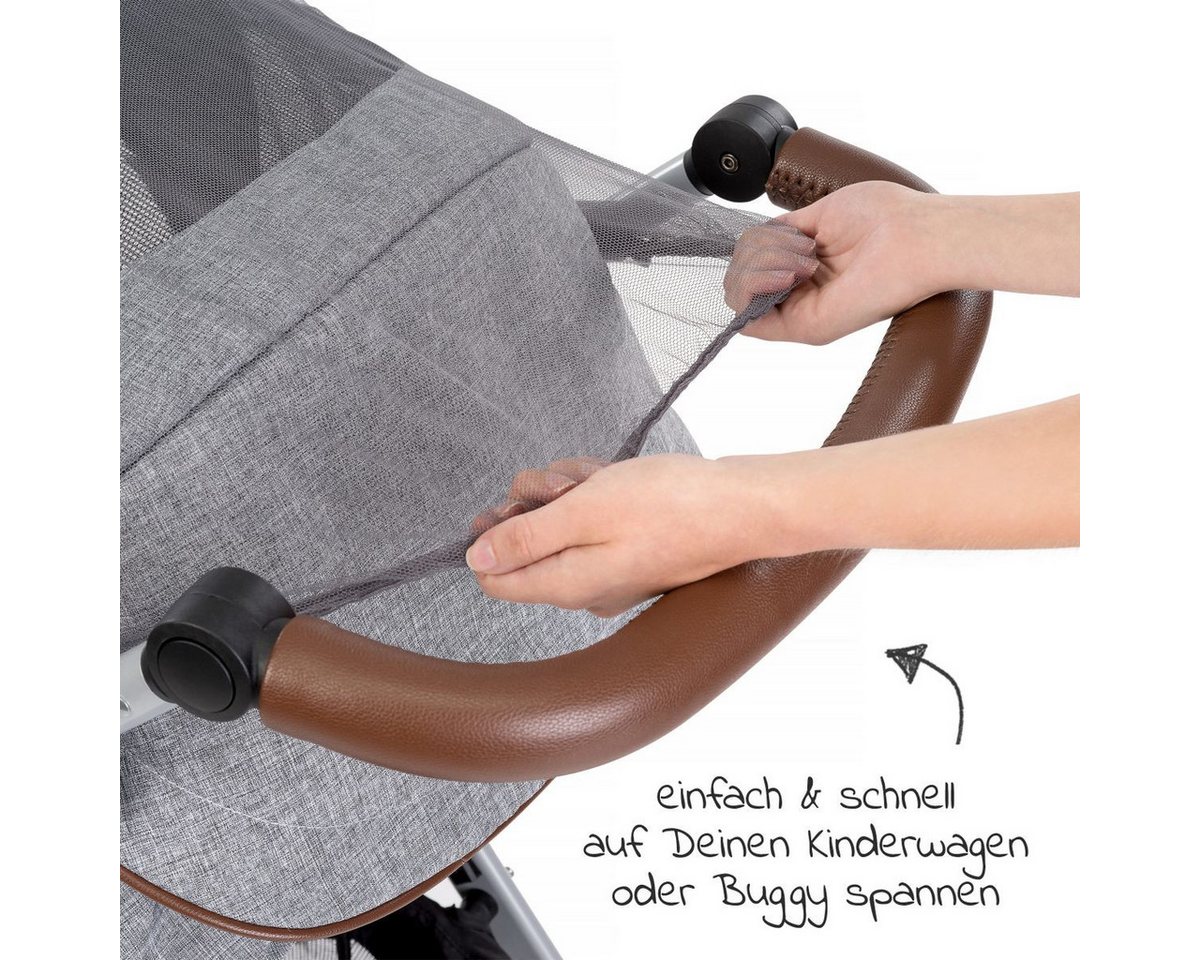 Zamboo Insektenschutzplissee Grau, Universal Insektenschutz / Mückennetz für Kinderwagen & Buggy – Bild 4 von 5