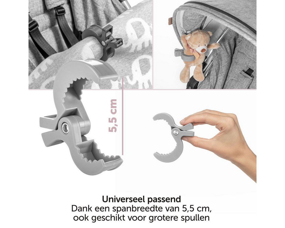 Zamboo Kinder-Buggy Grau Weiß, Kinderwagen Klammern Haken/Clips zur Befestigung an Buggy / Babyschale – Bild 2 von 5