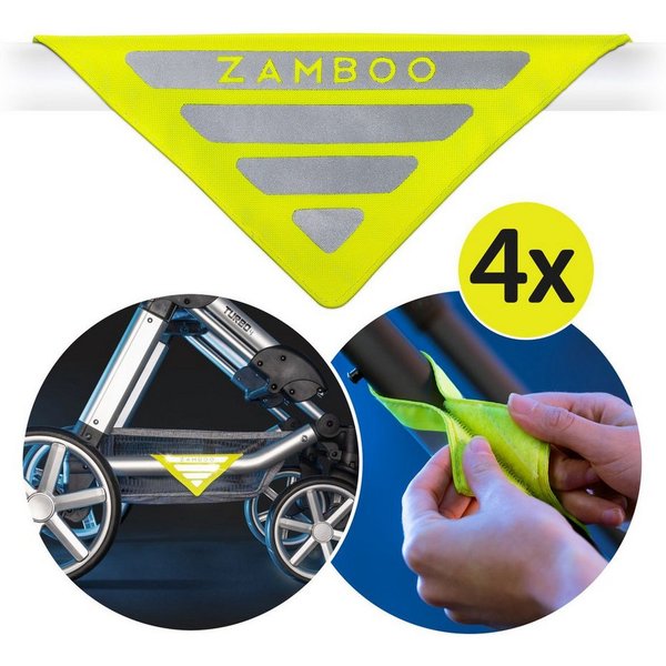 Zamboo Kinder-Buggy Universal - Gelb, 4er Pack Universal Kinderwagen Reflektoren für Buggy, Sportwagen