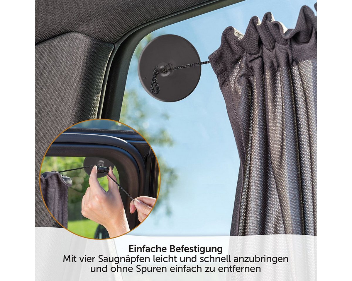 Zamboo Sonnenschutz Universal - Anthrazit, Baby Auto Sonnenschutz mit Vorhang-Funktion & UV Schutz Hitzeschutz – Bild 4 von 5