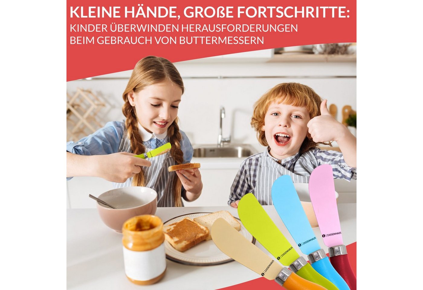 ZASSENHAUS Buttermesser (4 Stück), verschiedene Farben – Bild 5 von 5