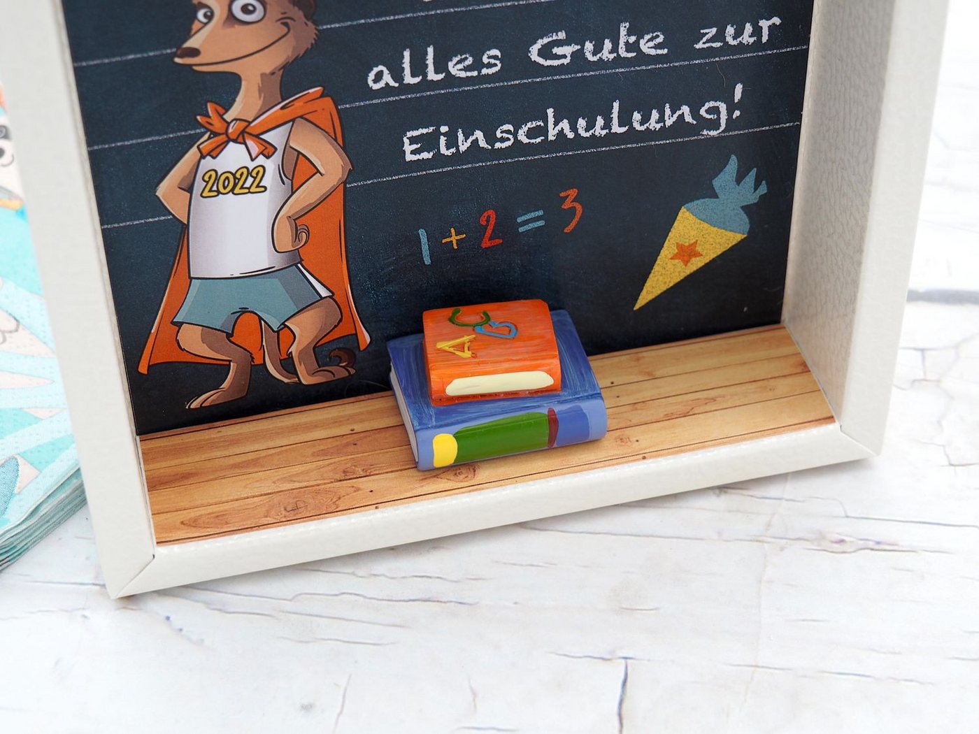 ZauberDeko Geschenkbox Geldgeschenk Schulanfang Einschulung Schule MIT NAMEN Erdmännchen – Bild 3 von 4