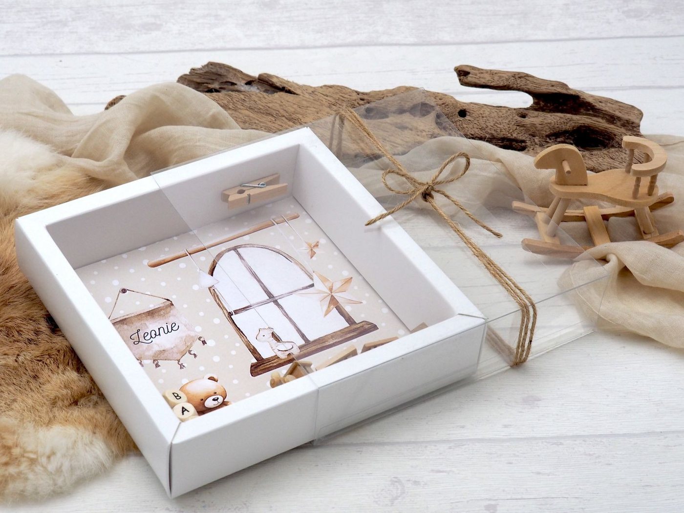 ZauberDeko Geschenkbox Geldgeschenk Verpackung Geschenk Geburt Taufe Boho PERSONALISIERT – Bild 5 von 5
