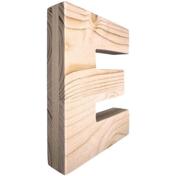 Zayno Deko-Buchstaben Holzbuchstabe "E" aus massivem Fichtenholz (Packung, 1 St., Fördert das Kennenlernen des Alphabetes), in liebevoller Handarbeit aus hochwe