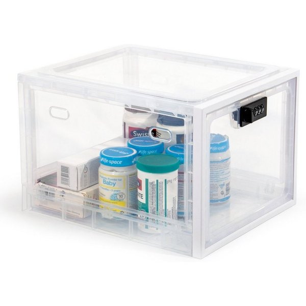 Zedelmaier Aufbewahrungsbox Aufbewahrungsbox abschließbar, faltbar für Medikamente und mehr (1 St., STOS1), stapelbar, für Handys, Süßigkeiten, Snack, Persönlic