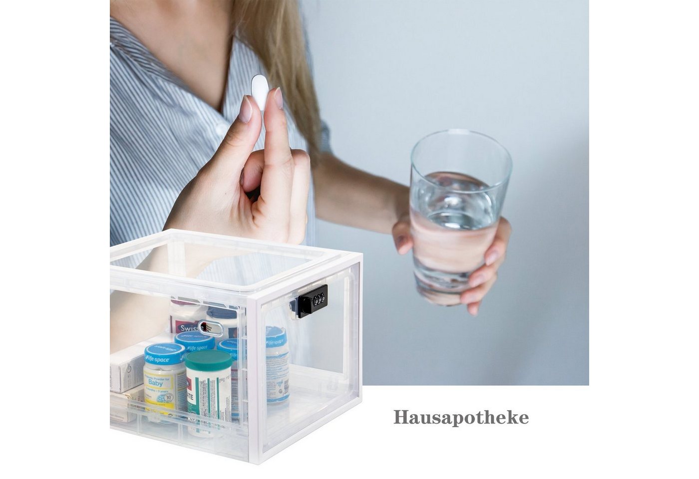 Zedelmaier Aufbewahrungsbox Aufbewahrungsbox abschließbar, faltbar für Medikamente und mehr (1 St., STOS1), stapelbar, für Handys, Süßigkeiten, Snack, Persönlic – Bild 4 von 5