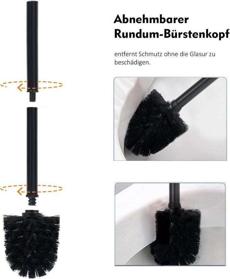 Zedelmaier Badaccessoire-Set Klobürste Holz, Toilettenbürste in Edelstahl, WC Bürsten & Halter, Badezimmer Set, Bürstengarnitur, Klobürstenhalter, Klobesen, Set – Bild 3 von 5