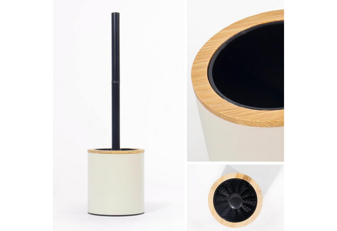Zedelmaier Badaccessoire-Set Klobürste Holz, Toilettenbürste in Edelstahl, WC Bürsten & Halter, Badezimmer Set, Bürstengarnitur, Klobürstenhalter, Klobesen, Set – Bild 4 von 5