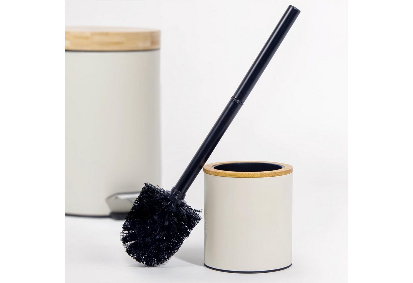 Zedelmaier Badaccessoire-Set Klobürste Holz, Toilettenbürste in Edelstahl, WC Bürsten & Halter, Badezimmer Set, Bürstengarnitur, Klobürstenhalter, Klobesen, Set – Bild 5 von 5