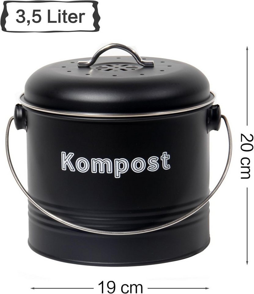 Zedelmaier Biomülleimer Biomülleimer Küche, Bio Mülleimer, Komposteimer Metall, Geruchsdicht mit Aktivkohlefiltern, Biomüll Retro 3,5L – Bild 2 von 5