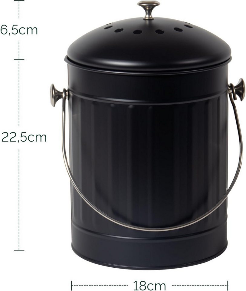 Zedelmaier Biomülleimer Biomülleimer Küche, Bio Mülleimer, Komposteimer Metall, Geruchsdicht mit Aktivkohlefiltern, Biomüll Retro 3,5L – Bild 5 von 5