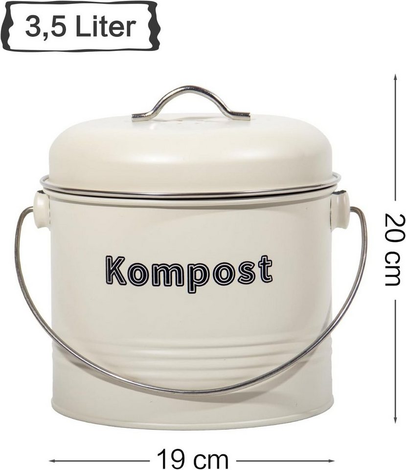 Zedelmaier Biomülleimer Biomülleimer Küche, Bio Mülleimer, Komposteimer Metall, Geruchsdicht mit Aktivkohlefiltern, Biomüll Retro 3,5L – Bild 2 von 5