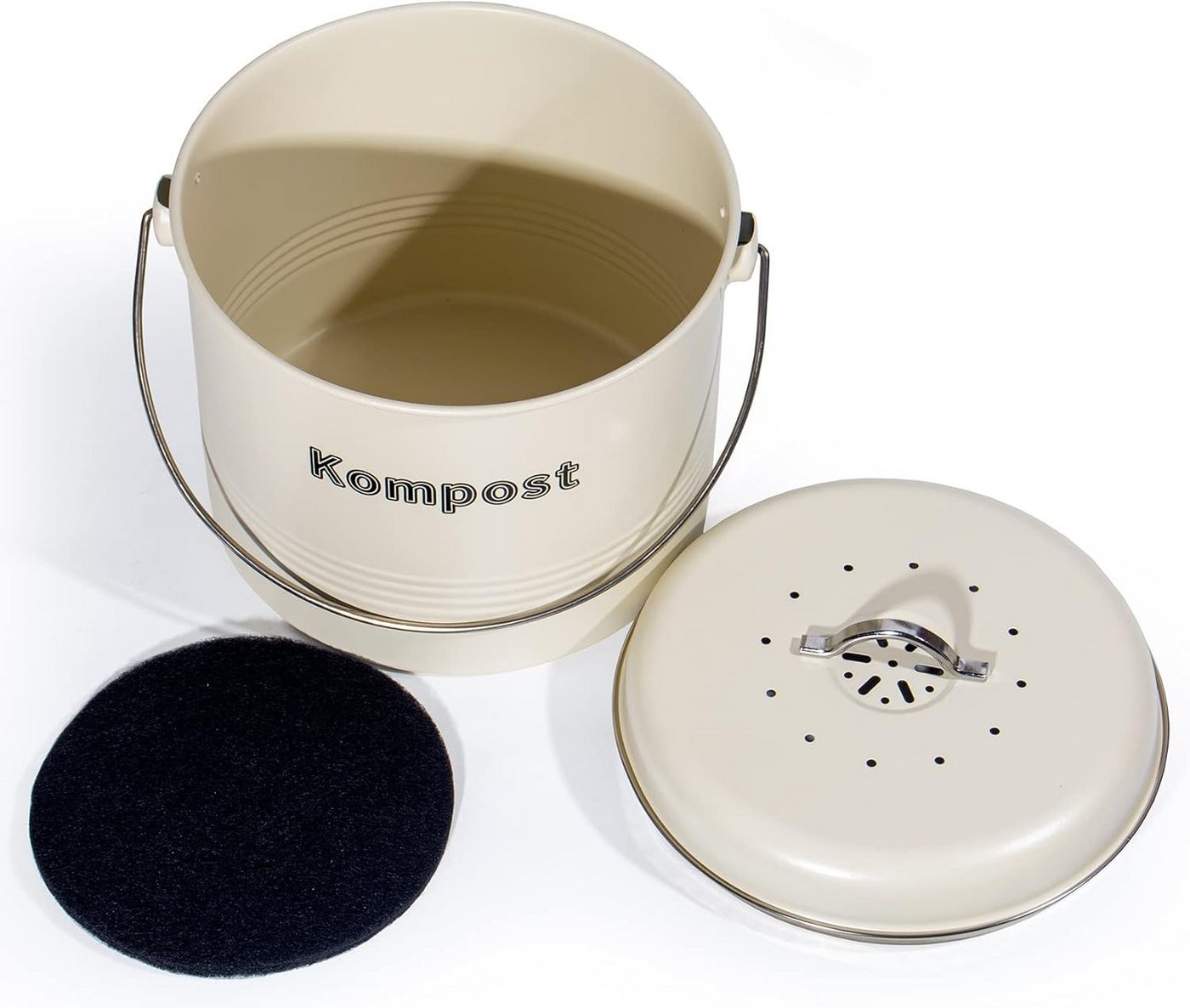 Zedelmaier Biomülleimer Biomülleimer Küche, Bio Mülleimer, Komposteimer Metall, Geruchsdicht mit Aktivkohlefiltern, Biomüll Retro 3,5L – Bild 3 von 5
