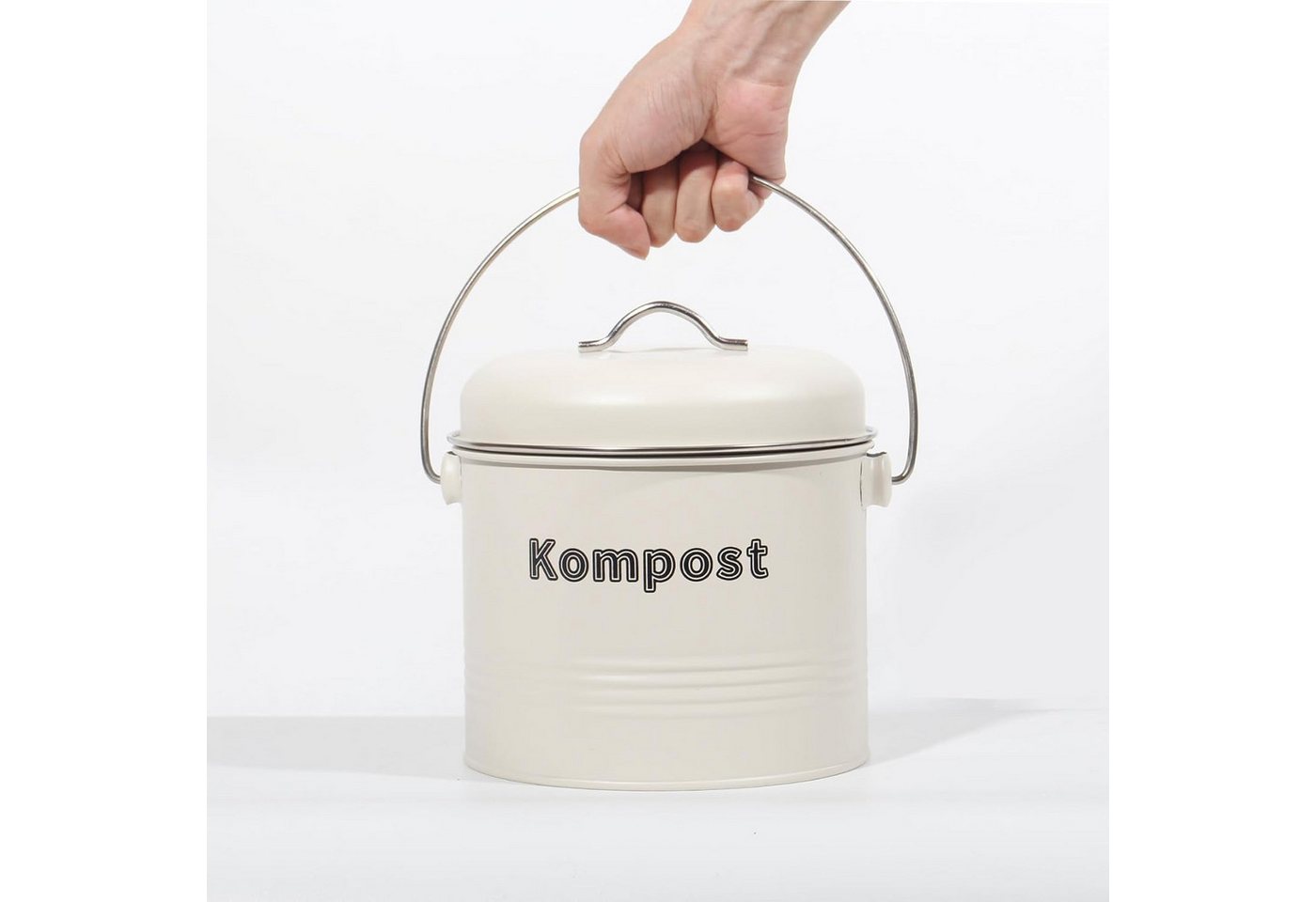 Zedelmaier Biomülleimer Biomülleimer Küche, Bio Mülleimer, Komposteimer Metall, Geruchsdicht mit Aktivkohlefiltern, Biomüll Retro 3,5L – Bild 5 von 5