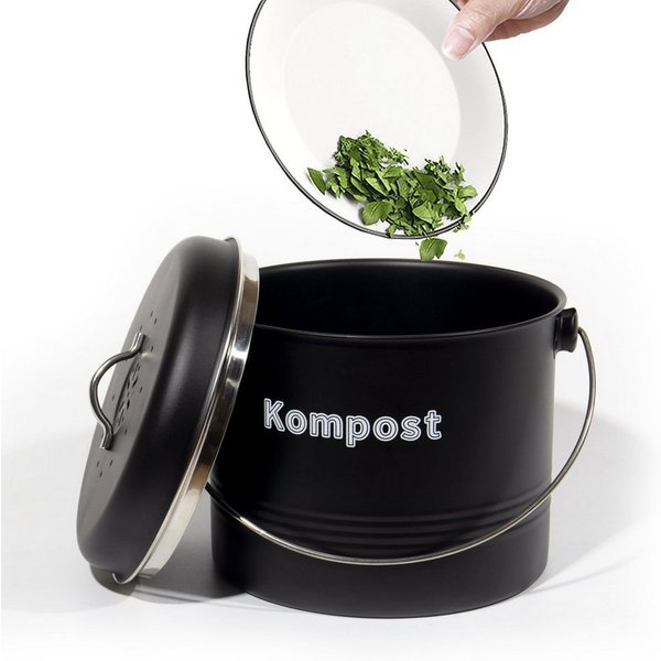 Zedelmaier Biomülleimer Biomülleimer Küche, Bio Mülleimer, Komposteimer Metall, Geruchsdicht mit Aktivkohlefiltern, Biomüll Retro 7L