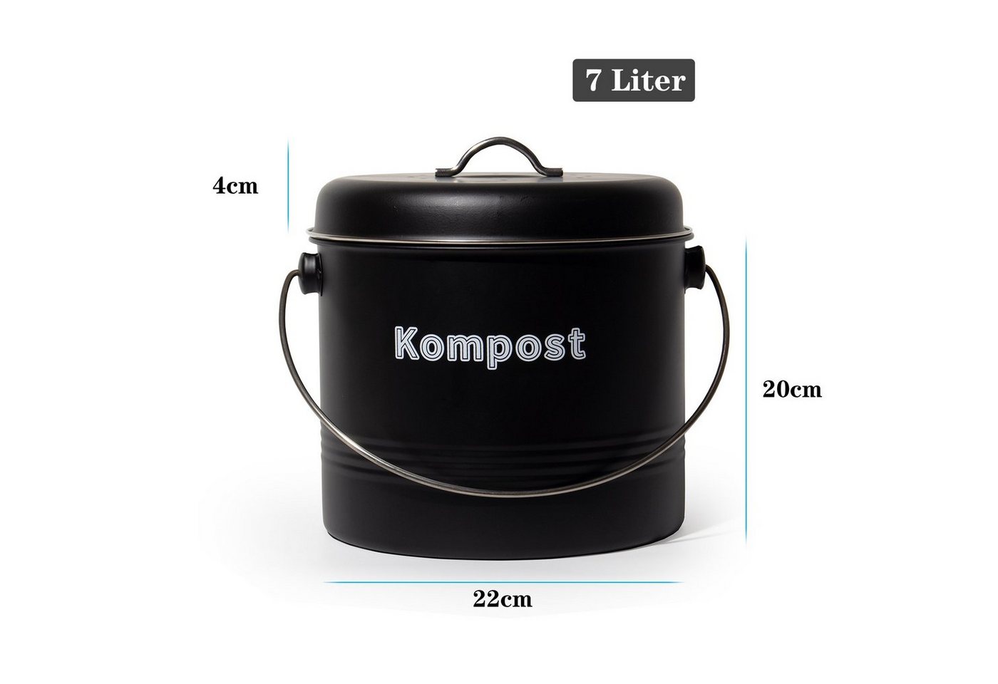 Zedelmaier Biomülleimer Biomülleimer Küche, Bio Mülleimer, Komposteimer Metall, Geruchsdicht mit Aktivkohlefiltern, Biomüll Retro 7L – Bild 2 von 5
