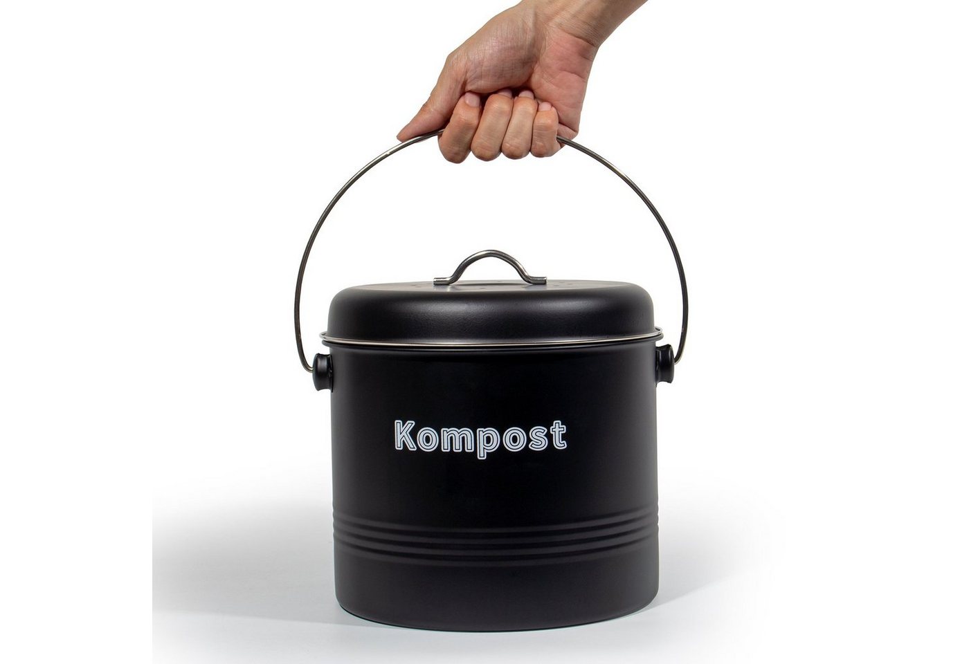 Zedelmaier Biomülleimer Biomülleimer Küche, Bio Mülleimer, Komposteimer Metall, Geruchsdicht mit Aktivkohlefiltern, Biomüll Retro 7L – Bild 5 von 5