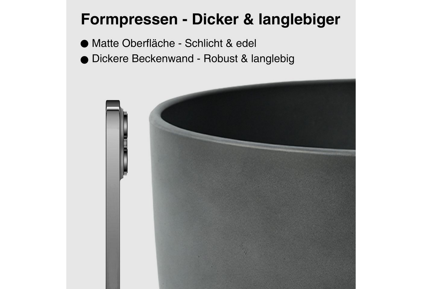 Zedelmaier Blumentopf 2er-Set Blumentopf mit extra Dicker Wand, mattierte Oberfläche – Bild 3 von 5