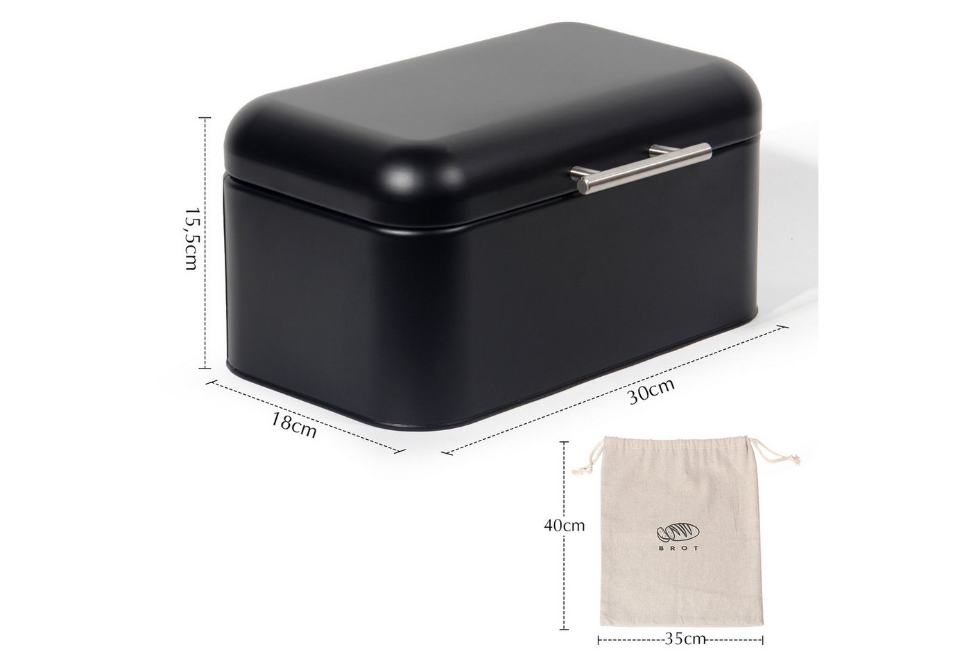 Zedelmaier Brotkasten Brotkasten aus Metall,Brot Lange Aufbewahren,Retro Brot Box mit Deckel, (2-tlg., MBH001&2), Stapelbar Brotaufbewahrungsbox – Bild 2 von 5
