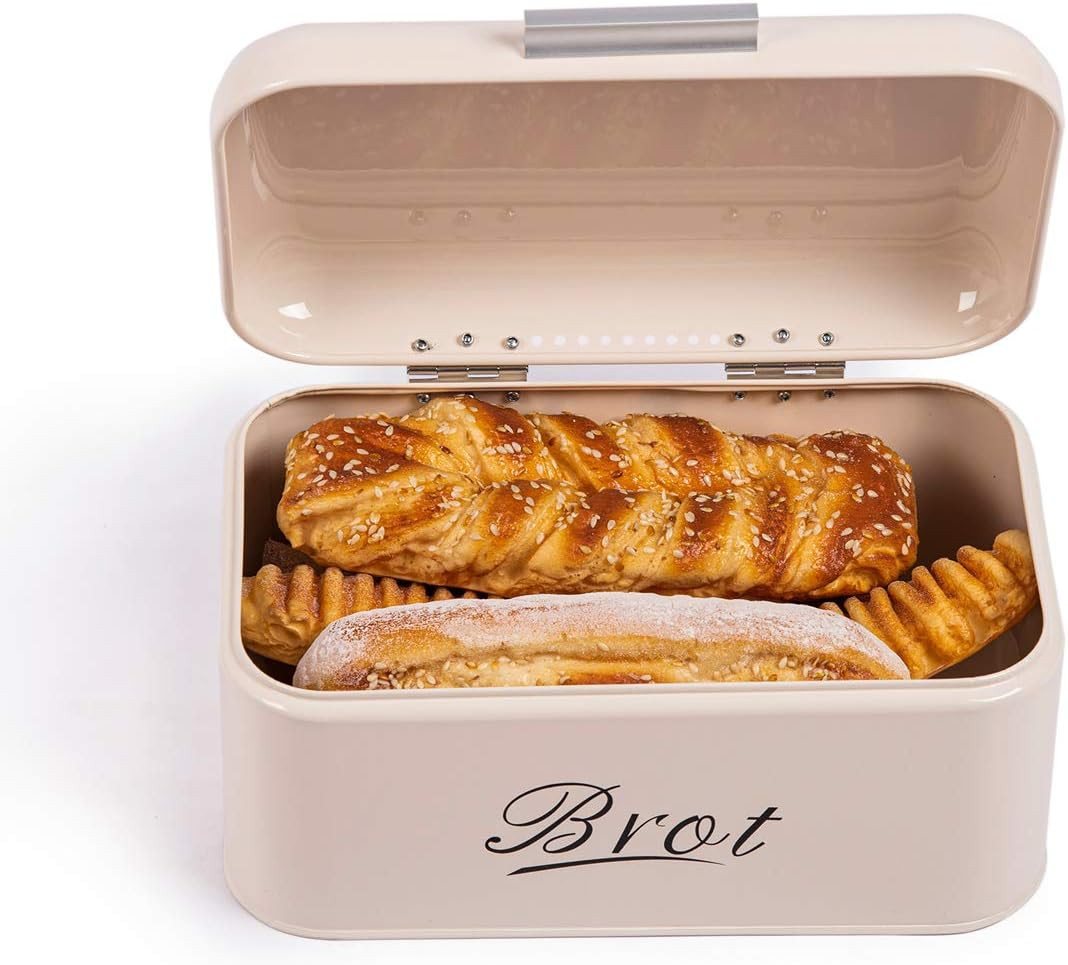 Zedelmaier Brotkasten Brotkasten aus Metall,Brot Lange Aufbewahren,Retro Brot Box mit Deckel, (1-tlg., MBH001&2), Stapelbar Brotaufbewahrungsbox – Bild 3 von 5