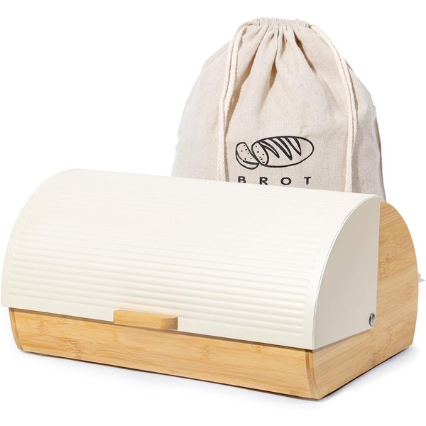 Zedelmaier Brotkasten Brotkasten Bambus mit Rolldeckel Brotbox Rollbrotkasten, (Set, 1x Brotbox mit Deckel inkl. 1x Brotbeutel)