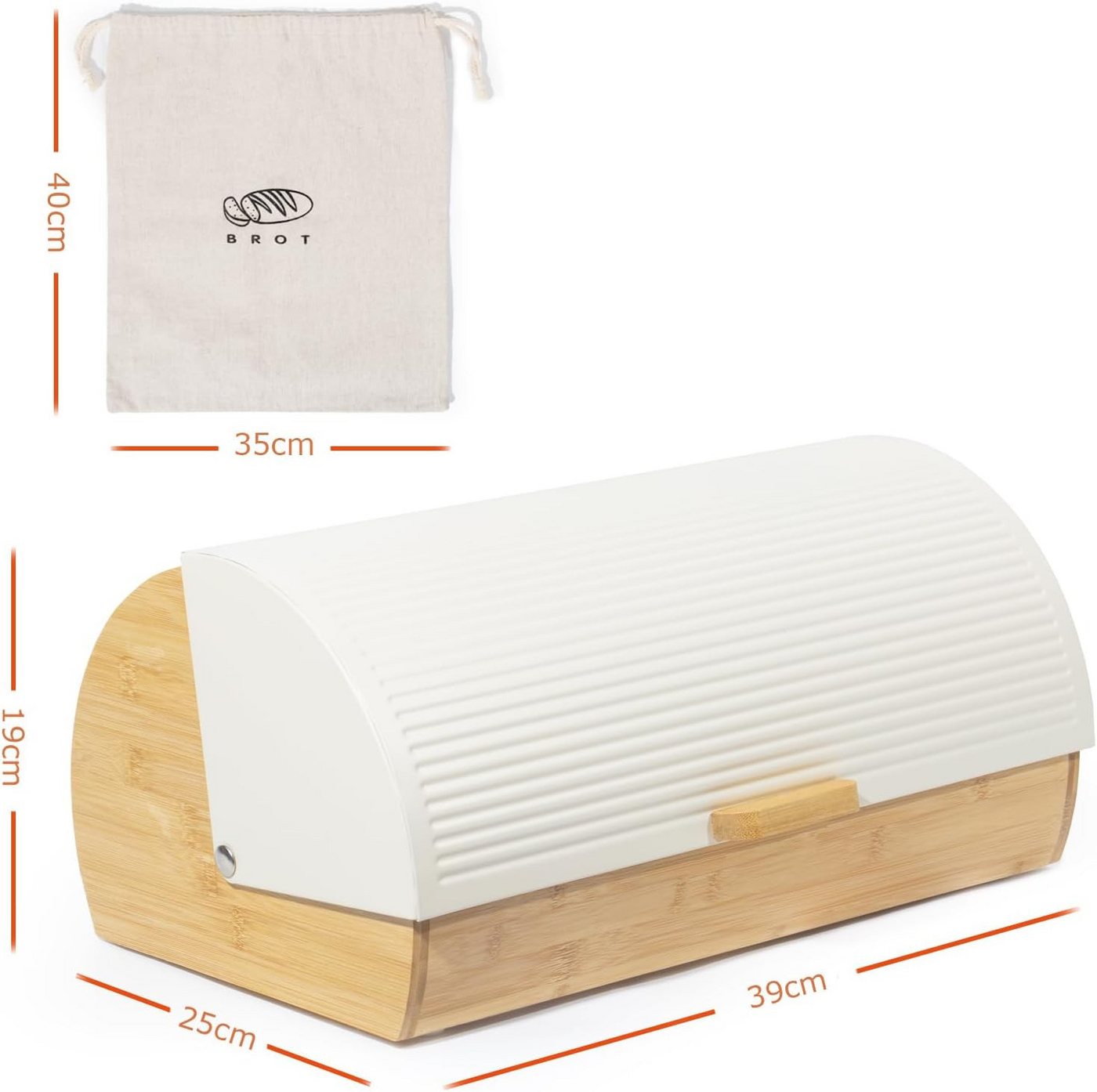 Zedelmaier Brotkasten Brotkasten Bambus mit Rolldeckel Brotbox Rollbrotkasten, (Set, 1x Brotbox mit Deckel inkl. 1x Brotbeutel) – Bild 2 von 5