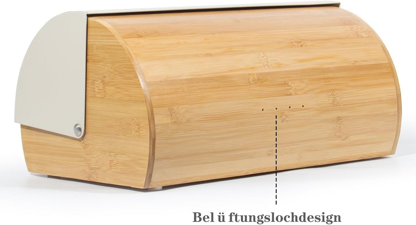 Zedelmaier Brotkasten Brotkasten Bambus mit Rolldeckel Brotbox Rollbrotkasten, (Set, 1x Brotbox mit Deckel inkl. 1x Brotbeutel) – Bild 3 von 5