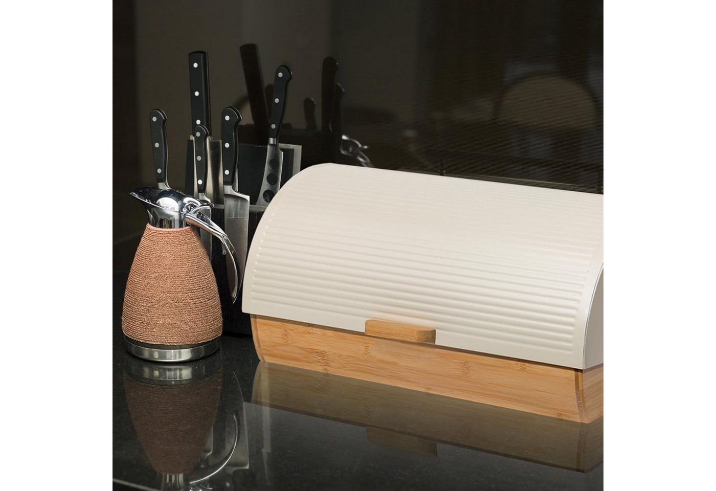 Zedelmaier Brotkasten Brotkasten Bambus mit Rolldeckel Brotbox Rollbrotkasten, (Set, 1x Brotbox mit Deckel inkl. 1x Brotbeutel) – Bild 5 von 5