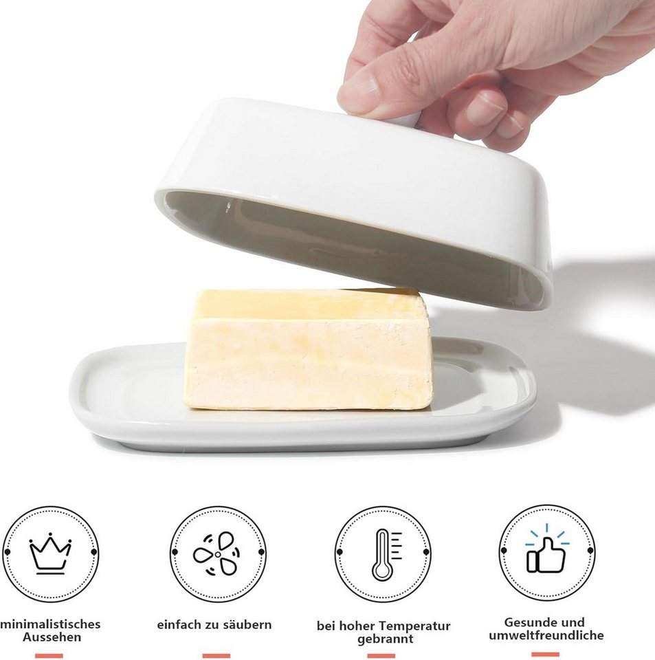 Zedelmaier Butterdose Butterdose aus Keramik,Butterschale Porzellan für Butter(250g), (Set, HYH003), Klimafreundlich, leicht zu reinigen und praktisch – Bild 3 von 5