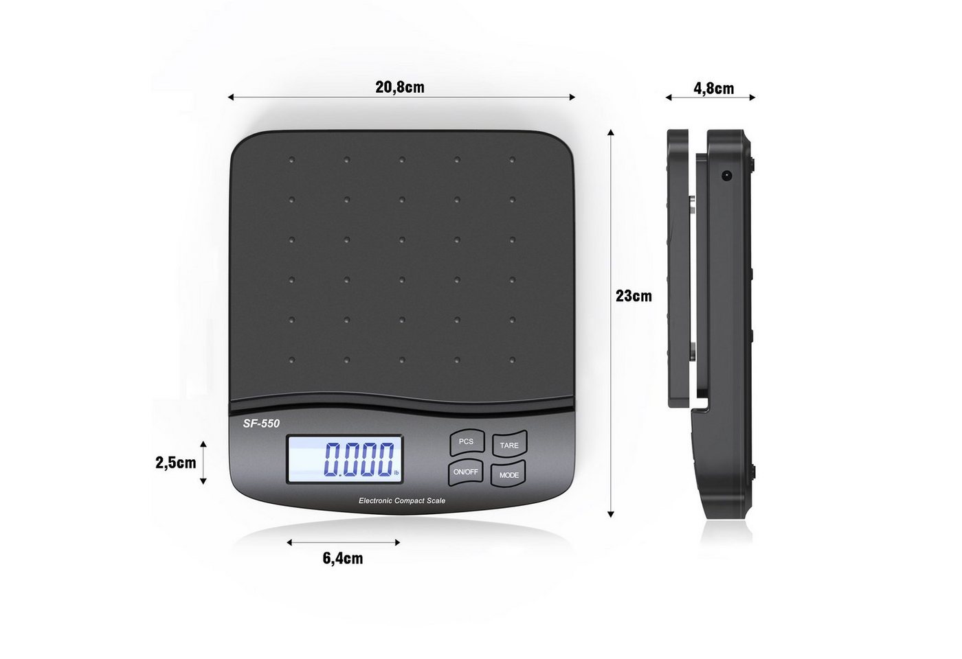 Zedelmaier Feinwaage Digitale Packetwaage Postwaage, Waage für Büro/Haus/Lager/Markt, bis 30kg, Tara, PCS,ABS, Batterien enthalten – Bild 2 von 5