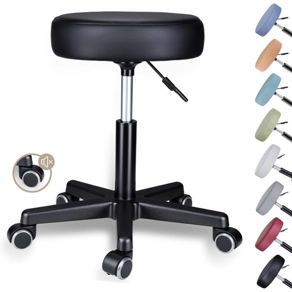 Zedelmaier Hocker Drehhocker Bürohocker Barhocker Arbeitshocker Polsterung, 44-58cm Höhenverstellbarer, 360°drehbar mit 5 Rollen