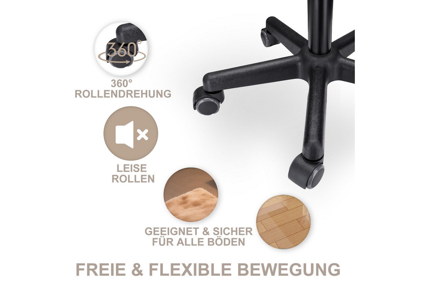 Zedelmaier Hocker Drehhocker Bürohocker Barhocker Arbeitshocker Polsterung, 44-58cm Höhenverstellbarer, Werkzeugablage mit unterteilten Fächern – Bild 5 von 5