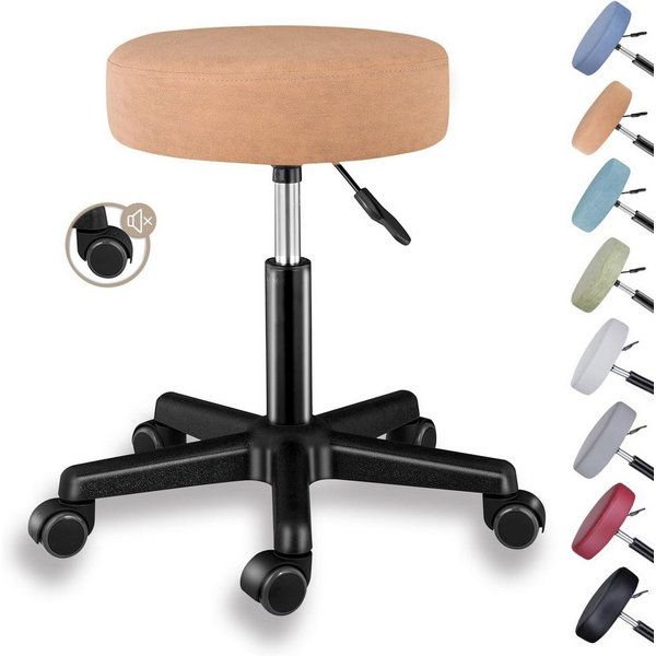 Zedelmaier Hocker Drehhocker Bürohocker Barhocker Arbeitshocker Polsterung, 44-58cm Höhenverstellbarer, 360°drehbar mit 5 Rollen