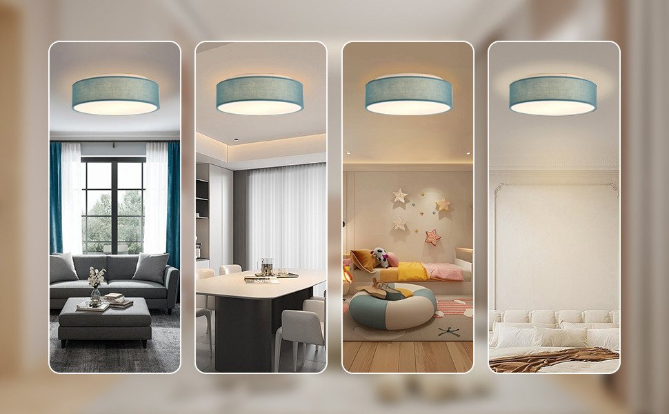 Zedelmaier Lampenschirm Deckenlampe Deckenleuchte Stoff, Max.40W/E27, ohne Leuchtmittel, Geeignet für Wohnzimmer Schlafzimmer Küche Flur Kinderzimmer – Bild 2 von 5