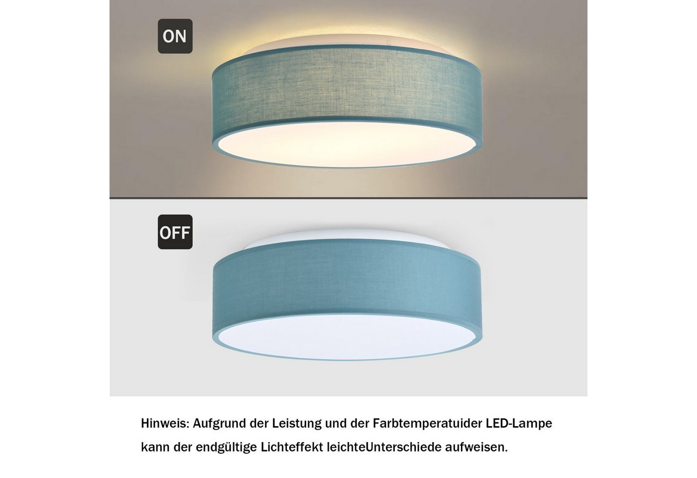 Zedelmaier Lampenschirm Deckenlampe Deckenleuchte Stoff, Max.40W/E27, ohne Leuchtmittel, Geeignet für Wohnzimmer Schlafzimmer Küche Flur Kinderzimmer – Bild 5 von 5