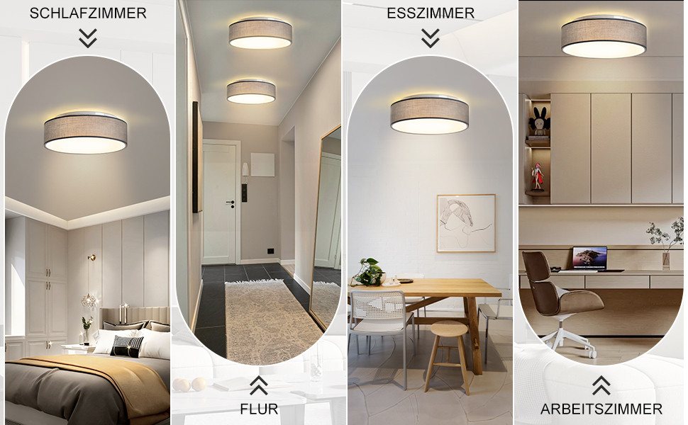 Zedelmaier Lampenschirm Deckenlampe Deckenleuchte Stoff, Max.40W/E27, ohne Leuchtmittel, Geeignet für Wohnzimmer Schlafzimmer Küche Flur Kinderzimmer – Bild 2 von 5