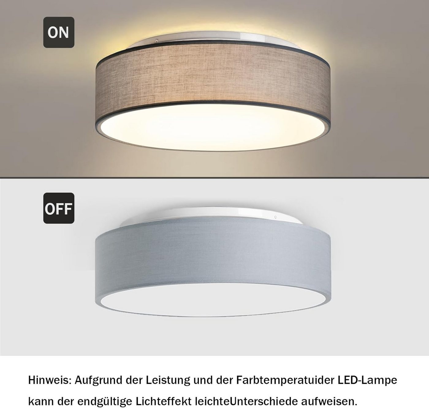 Zedelmaier Lampenschirm Deckenlampe Deckenleuchte Stoff, Max.40W/E27, ohne Leuchtmittel, Geeignet für Wohnzimmer Schlafzimmer Küche Flur Kinderzimmer – Bild 3 von 5