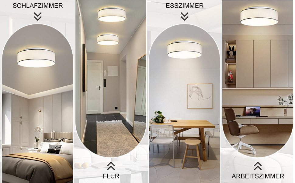 Zedelmaier Lampenschirm Deckenlampe Deckenleuchte Stoff, Max.40W/E27, ohne Leuchtmittel, Geeignet für Wohnzimmer Schlafzimmer Küche Flur Kinderzimmer – Bild 2 von 5