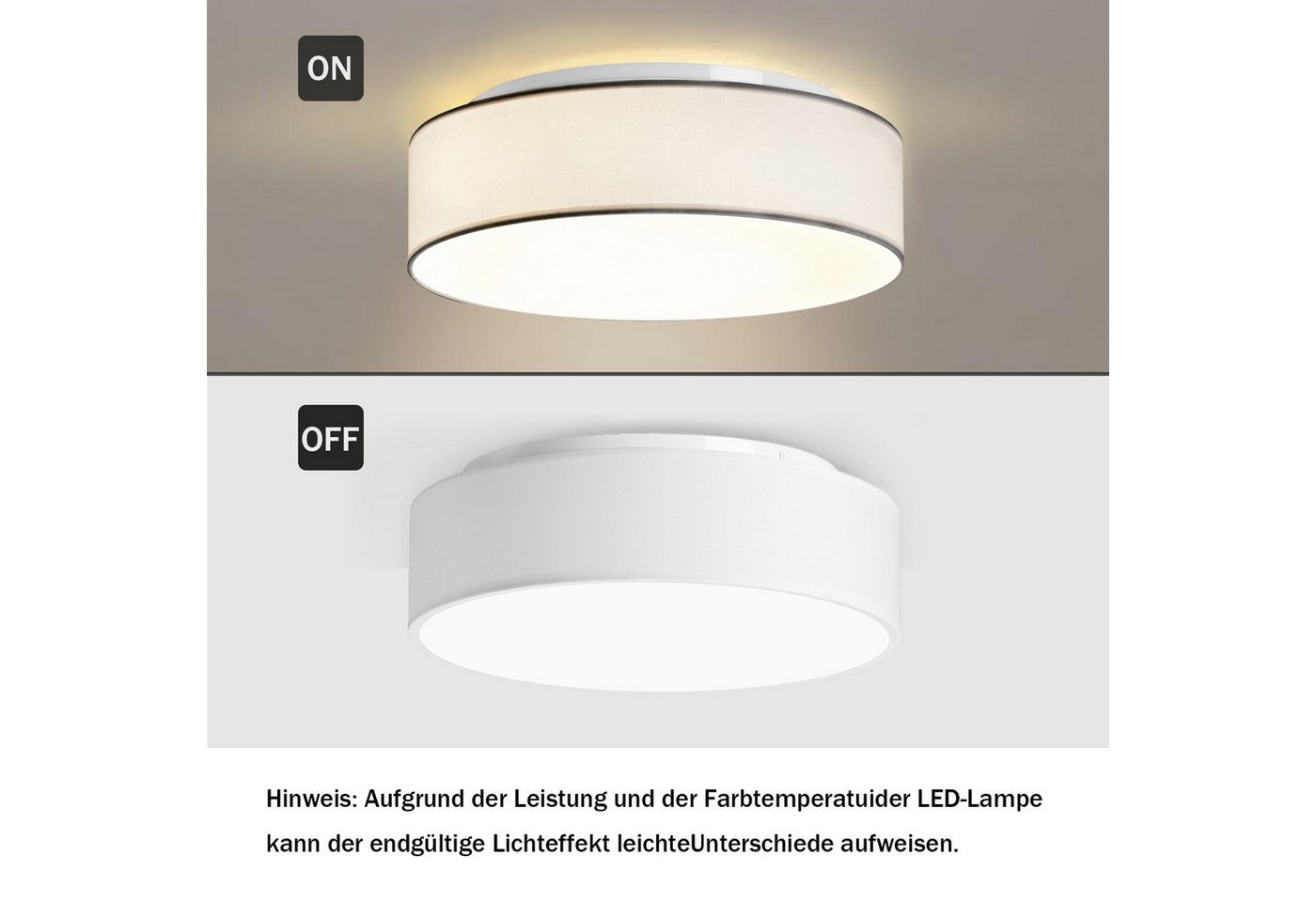 Zedelmaier Lampenschirm Deckenlampe Deckenleuchte Stoff, Max.40W/E27, ohne Leuchtmittel, Geeignet für Wohnzimmer Schlafzimmer Küche Flur Kinderzimmer – Bild 3 von 5