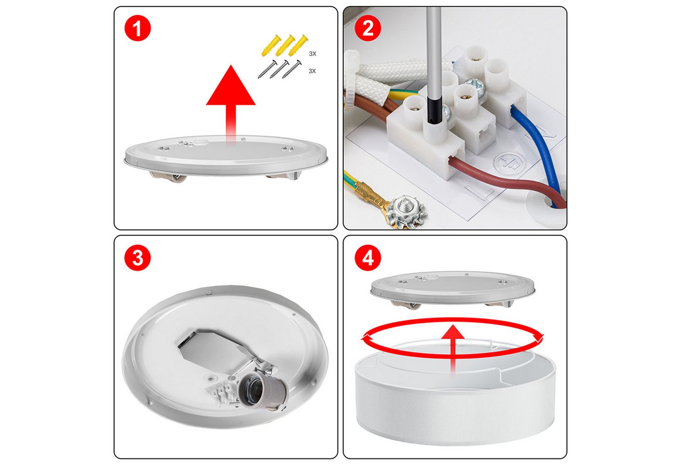 Zedelmaier Lampenschirm Deckenlampe Deckenleuchte Stoff, Max.40W/E27, ohne Leuchtmittel, Geeignet für Wohnzimmer Schlafzimmer Küche Flur Kinderzimmer – Bild 5 von 5