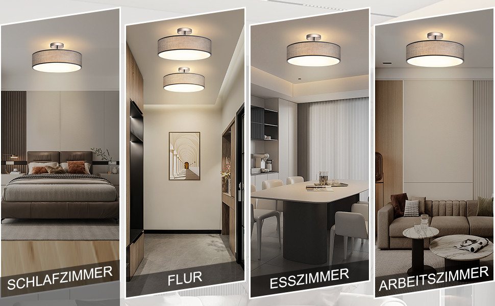 Zedelmaier Lampenschirm Deckenleuchte Deckenlampe mit Stoff, ohne Leuchtmittel, SchirmØ 38 cm, für Wohnzimmer Schlafzimmer Flur – Bild 2 von 5