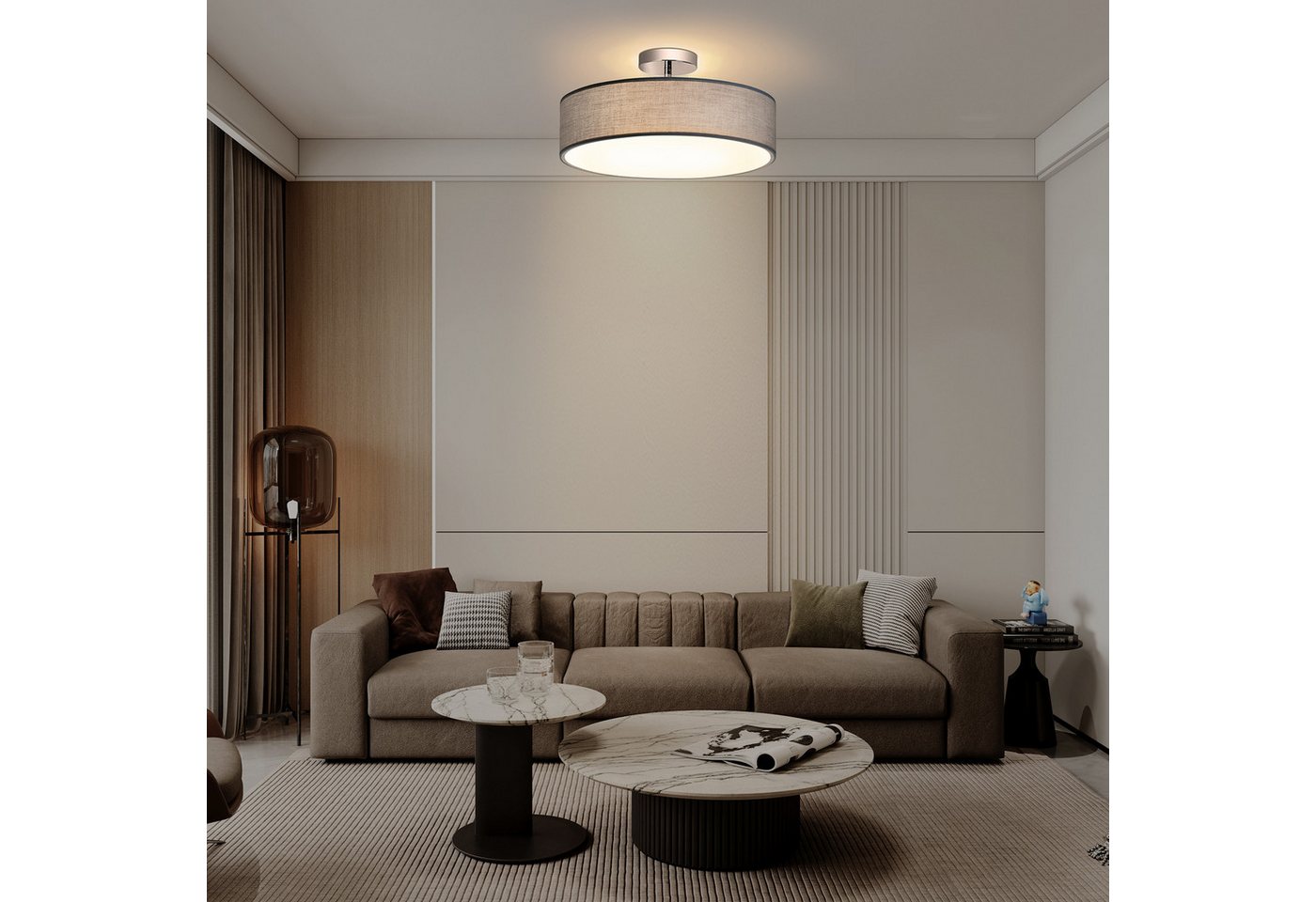 Zedelmaier Lampenschirm Deckenleuchte Deckenlampe mit Stoff, ohne Leuchtmittel, SchirmØ 38 cm, für Wohnzimmer Schlafzimmer Flur – Bild 3 von 5