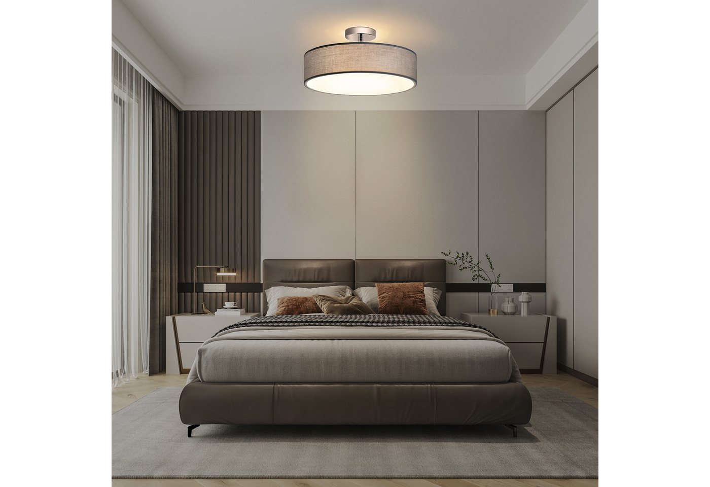 Zedelmaier Lampenschirm Deckenleuchte Deckenlampe mit Stoff, ohne Leuchtmittel, SchirmØ 38 cm, für Wohnzimmer Schlafzimmer Flur – Bild 4 von 5
