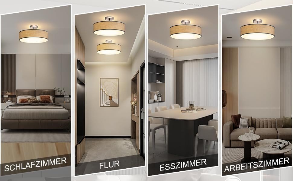 Zedelmaier Lampenschirm Deckenleuchte Deckenlampe mit Stoff, ohne Leuchtmittel, SchirmØ 38 cm, für Wohnzimmer Schlafzimmer Flur – Bild 2 von 5