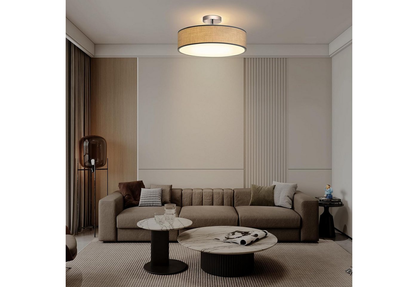 Zedelmaier Lampenschirm Deckenleuchte Deckenlampe mit Stoff, ohne Leuchtmittel, SchirmØ 38 cm, für Wohnzimmer Schlafzimmer Flur – Bild 3 von 5