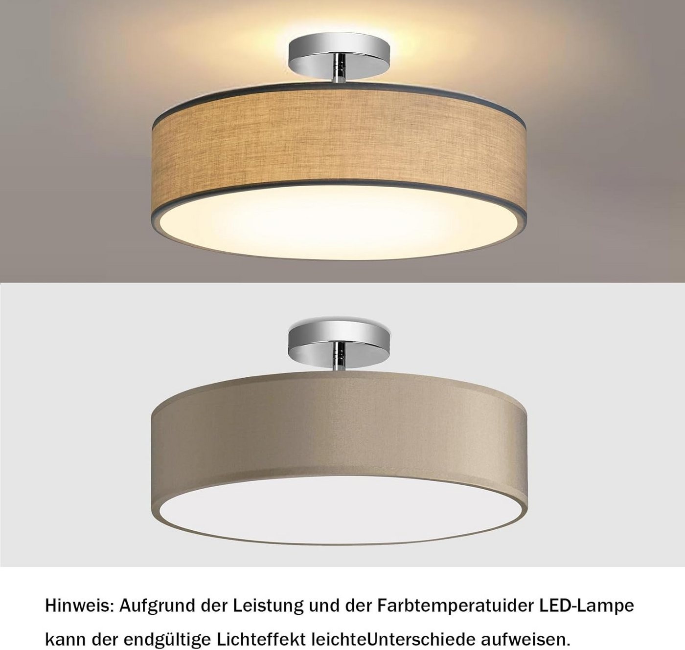 Zedelmaier Lampenschirm Deckenleuchte Deckenlampe mit Stoff, ohne Leuchtmittel, SchirmØ 38 cm, für Wohnzimmer Schlafzimmer Flur – Bild 4 von 5