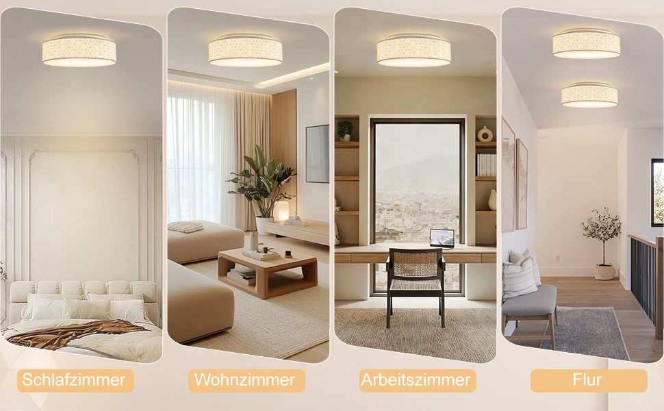 Zedelmaier Lampenschirm Deckenleuchte Deckenlampe Stoff, Max.40W/E27, ohne Leuchtmittel, Geeignet für Wohnzimmer Schlafzimmer Küche Flur Kinderzimmer – Bild 3 von 5