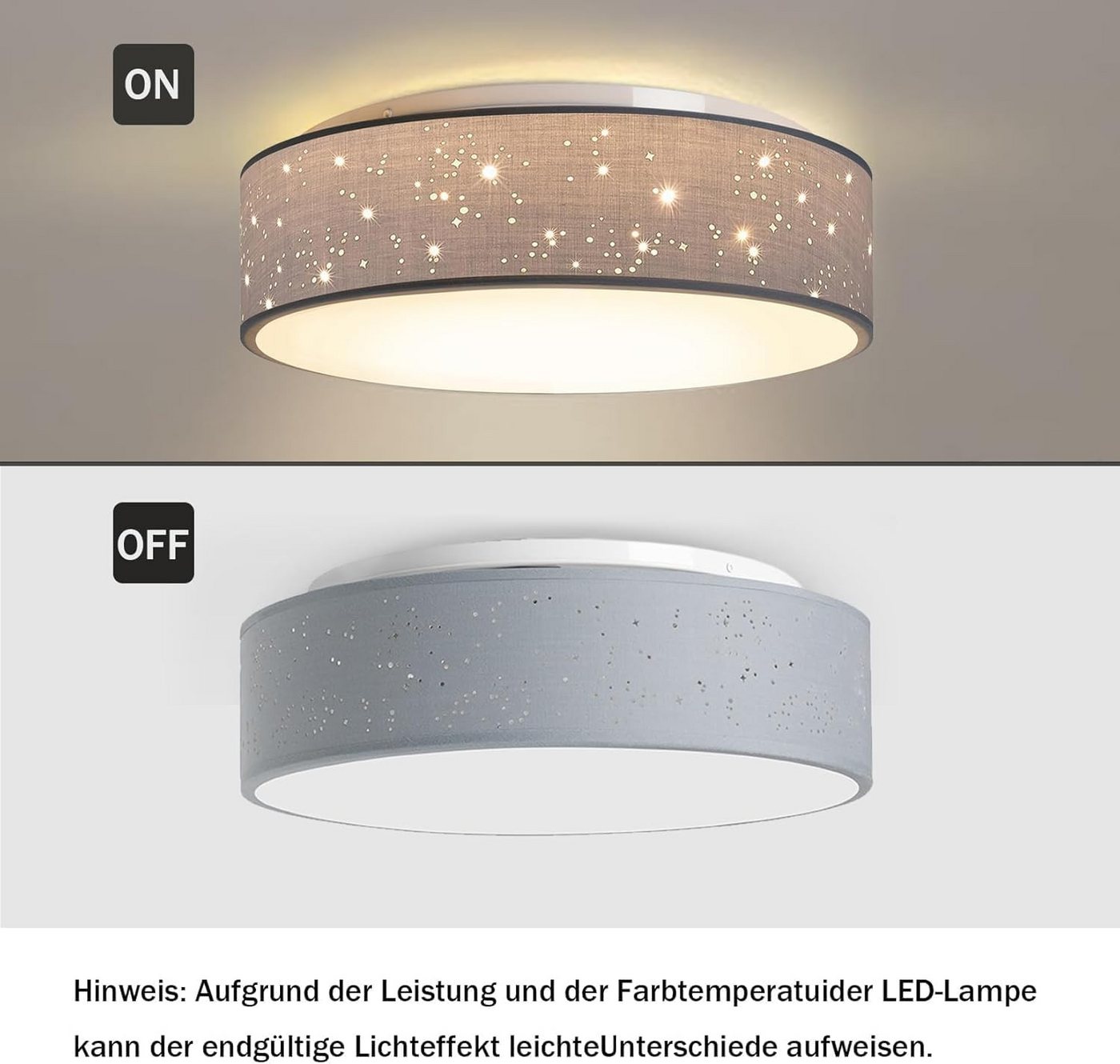 Zedelmaier Lampenschirm Deckenleuchte Deckenlampe Stoff mit Sterne Kinderzimmerlampe, ohne Leuchtmittel, für Kinderzimmer Schlafzimmer Wohnzimmer Flur – Bild 2 von 5